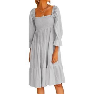 Pretty peasant style dress w/puffed sleeves, smocked bodace & swiss dots size XL